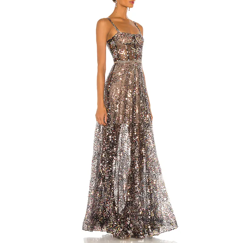 SS230736 Glitter Mesh shiny Long Max dress