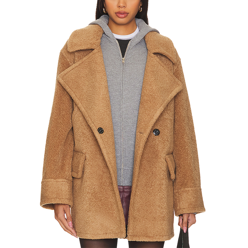 747 Wool Blend Overcoat Lapel Mid Jacket Blacer
