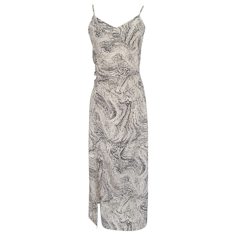 Cotton stretch digital print slip suspenders v neck midi dress (4)