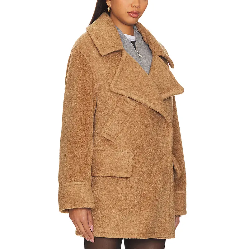 747 Wool Blend Overcoat Lapel Mid Jacket Blacer