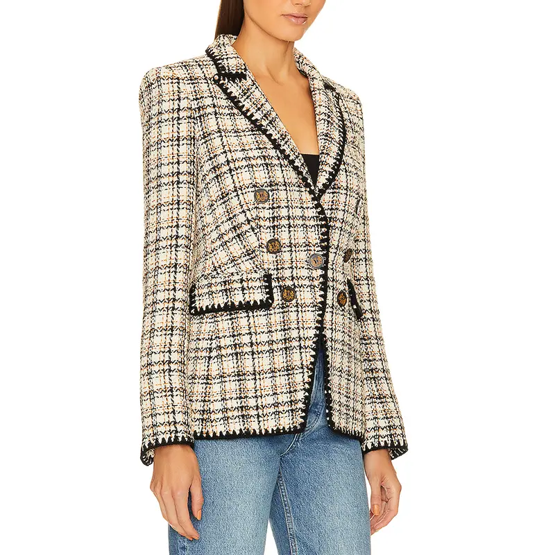 SS230722 Womens Lapel Veronica Beard Yarn dyed Jacket Blazer