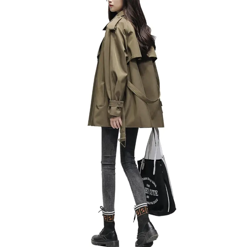 SS23105 Cotton Poplin Llaped Neck Mid Length Jakcet coat Featured Image